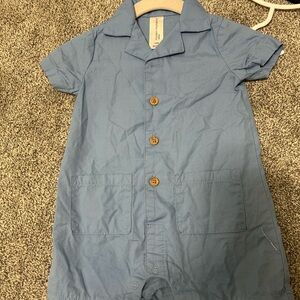 Blue Button-Up Baby Romper